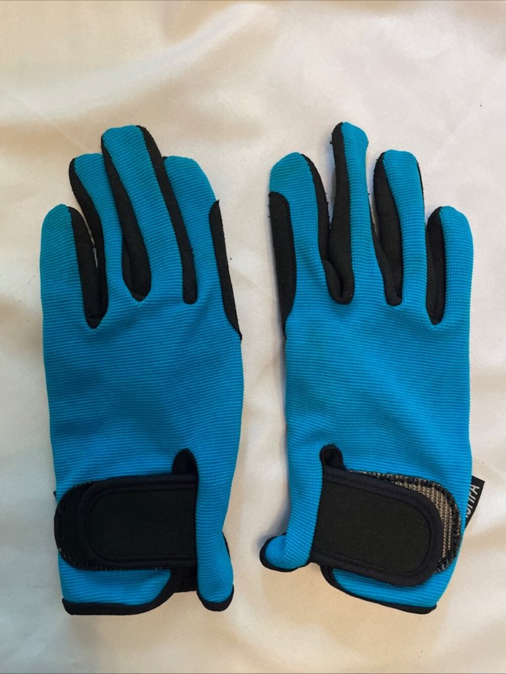 MASHFA Bright Blue Kids Horse Riding Equestrian Gloves Childrens Size 8/10 Years